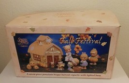 Precious Moments Fall Festival #732494 7 Piece Set lighted RETIRED W/Box! READ - $94.05