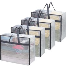 4 Pack Extra Large Capacity Blanket Storage Bags Clear Storage Bags With Zipper, - £30.99 GBP