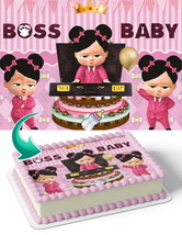 Boss Kid Girl Pink GF Edible Image Cake Topper Personalized Birthday She... - €12,92 EUR