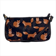 Foxes Fox Pattern Art Black Shoulder Clutch Bag Purse Handbag - £36.10 GBP