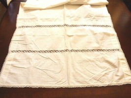 VTG white cotton linen  Hand made cut out Embroidery Tablecloth or chair... - $23.76
