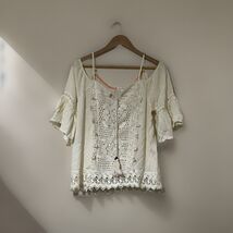 Coco+Jameson Top Boho Style Cream Color Cold Shoulder Women’s Large Sheer - $11.88