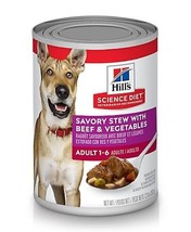 Hill&#39;s Science Adult Savory Beef and Vegetables Stew Wet Dog Food 12.8 oz. 1 Can - £10.01 GBP