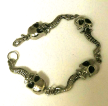 Skull Head Link Bracelet -SIZE: 7 3/4&quot; - £2.85 GBP