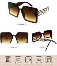 Oversized Square Bling Designer Sunglasses for Women UV Protection Brown Lenses image 14
