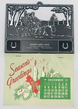 1965 Silhouette Black Riding Horse Drawn Carriage Salesman Sample Calendar - $13.99