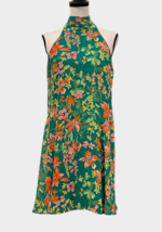 Vince Camuto Womens Chiffon Floral Dress Size 8 Green High Tie Neck Slee... - £36.02 GBP