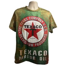 Texaco Motor Oil Men All Over Print Green Graphic Retro Pullover Shirt Large USA - $19.79