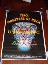 Vintage 1990 Monsters of Rock White Snake Aerosmith Poison Concert Poster - $823.64 MXN