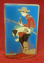 Vintage 1987 Coca Cola Pin Boy Fishing with Dog 1 5/16&quot;W x 2 1/8&quot;H - £7.77 GBP