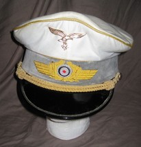 REPLICA WW2 WHITE German Chief Of Staff Luftwaffe General Officers Visor Hat  - £138.27 GBP