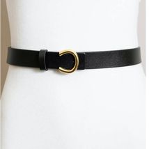 Minimalist Leather Gold Horseshoe Belt – Black - $19.80