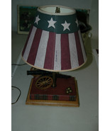 Vintage Cast Iron Cannon Table Desk Lamp Cindy Shamp Shade Flag Patrioti... - £95.79 GBP