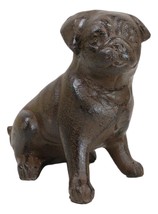 Rustic Cast Iron Metal Whimsical Fawn Pug Puppy Dog Sitting Figurine Decor - £21.58 GBP