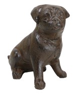 Rustic Cast Iron Metal Whimsical Fawn Pug Puppy Dog Sitting Figurine Decor - $36.91 CAD
