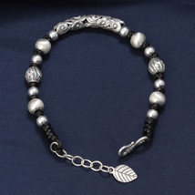 Handwoven Wax Rope Bracelet With Sterling Silver Beads And Lucky Cloud Tube - £28.80 GBP