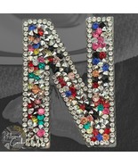 Letter N Multicolor Rhinestone Iron On Patch Applique Embellishment - $5.47 CAD