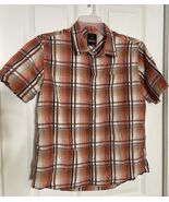 Prana Shirt Men's Size Large Short Sleeve Organic Cotton Button Up Orang... - $16.99