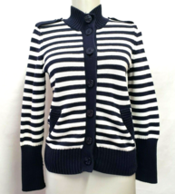 Talbots  Striped Button-up Cardigan Sweater blue/ white Petites P/XS - £18.79 GBP