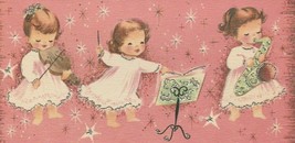Vintage Christmas Card Angel Band Pink Silver Trim With Envelope Sunshine - £8.55 GBP