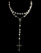 IMPRESSIVE STERLING SILVER FACETED CRYSTAL BEADS ROSARY 28&quot; INCHES 40GRAMS - £175.73 GBP