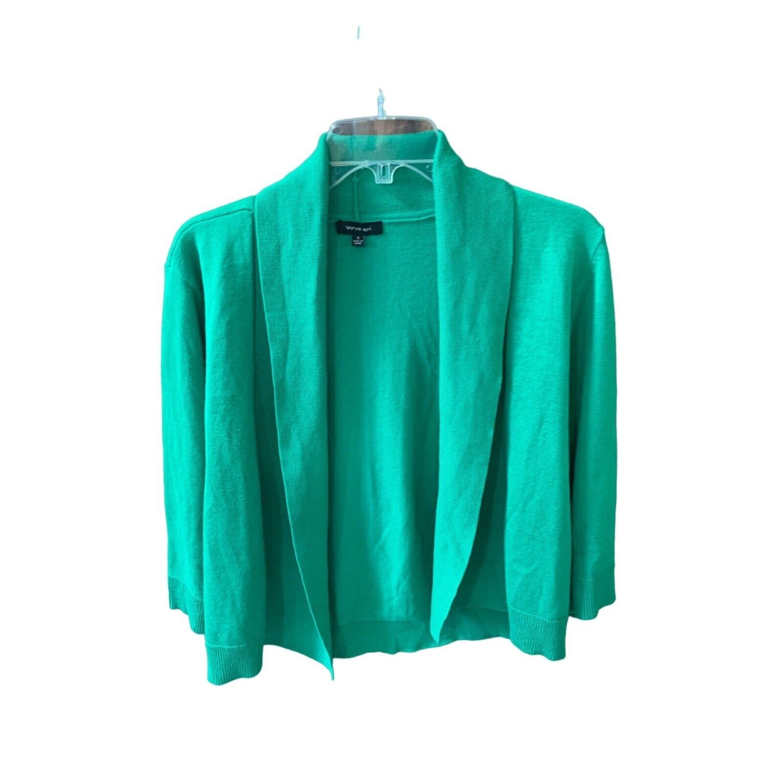 Primary image for Verve ami Womens Size Small Green Cardigan Open Front Sweater 3/4 sleeve LIghtwe
