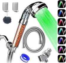 Led Shower Head with Hose and Shower Arm Bracket, High Pressure Handheld Shower - £20.15 GBP