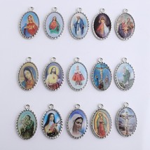 50pcs of Clear Epoxy Double Sided Sacred Heart Jesus Divine Mercy Medal ... - $24.94