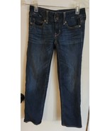 Womens 00 American Eagle Dark Blue Distressed Straight Denim Jeans - $12.10 CAD
