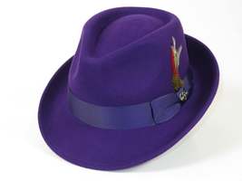 Men BENTLY HEADWEAR Hat Australian Wool Pinch Front Fedora HUDSON HU430 Purple image 3