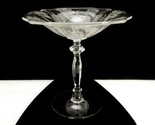 Floral Etched Glass Compote Candy, Nuts, 7.5&quot; Wavy Edge 4-Paneled Dish, ... - $24.45