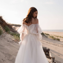 Sheer Tulle Beach Wedding Sleeves, Boho Chic Puff Bicep Tulle Sleeves Detachable - £83.89 GBP