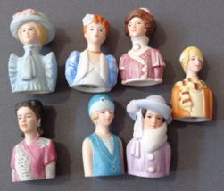 Vintage 1980s Ceramic Thimbles by Avon American Fashion History Ladies 7... - £23.49 GBP