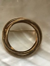 Vintage Kramer of New York Signed Goldtone Concentric Open Circle Pin Brooch –  - £9.74 GBP