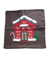 18x18&quot; Christmas Gingerbread House Applique Zipper Close Throw Pillow Co... - £11.07 GBP