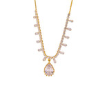 White zircon waterdrop 18K gold necklace, suitable for evening dress accessories - $23.80