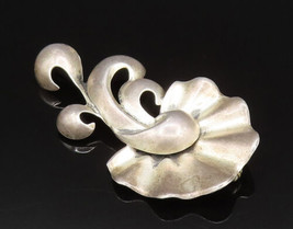 MONET 925 Silver - Vintage Carved Swirls &amp; Fluted Abstract Brooch Pin - BP9600 - £62.32 GBP