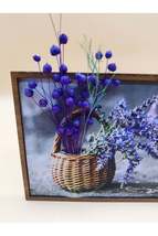 Gift Purple Dried Flower Natural Decorative Picture Wooden Frame - £34.36 GBP