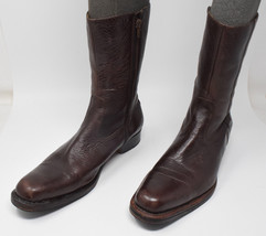 Etiqueta Negra Hombres Mid Calf Boots Brown Leather Mens 9 - £47.32 GBP