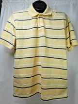 St Johns Bay Heritage Mens Size L Yellow Blue Stripe Polo Shirt Short Sl... - $23.99