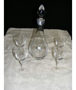 Vintage Glass Decanter 4 goblets Etched Bohemia Crystal - €30,63 EUR