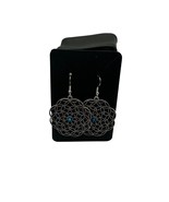 Silver Filigree Mandala Dangle Earrings With Blue Gemstone Accents For W... - $19.79