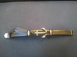 Acero Inoxidable Ancla Polipiel Negra/Acero Pulsera Ser Un Rockstar Nuevo - $9.90