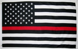 Nuge Thin Red Line Fire Fighter USA Flag 3&#39; X 5&#39; Indoor Outdoor Banner - £3.90 GBP
