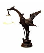 Bronze Table Lamp Phoenix 78cm Thai Antique Luminaire Statue Old Bird - $765.71