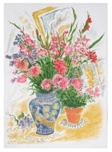 &quot; Fleurs &quot; Par Ira Moskowitz Signée Lithographie Le De 200 Avec / COA 29.75 X - $300.17