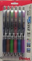 Pentel EnerGel RTX Retractable Liquid Gel Pen Metal Tip 6-Pk Assorted In... - $14.84