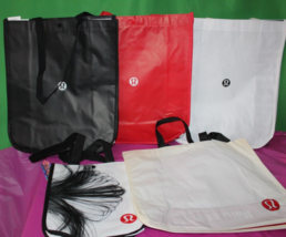6 Piece Lululemon Empty Shopping Gift Bags Black White And Red Assorted - £23.73 GBP