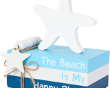 Beach Decor Wood Book Stacks and Starfish Sign Bead Garland, 5 Pieces De... - £16.91 GBP