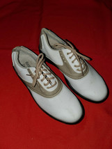 FootJoy GreenJoys Golf Shoes Womens Size 7.5M White Tan Saddle Soft Spik... - $15.00